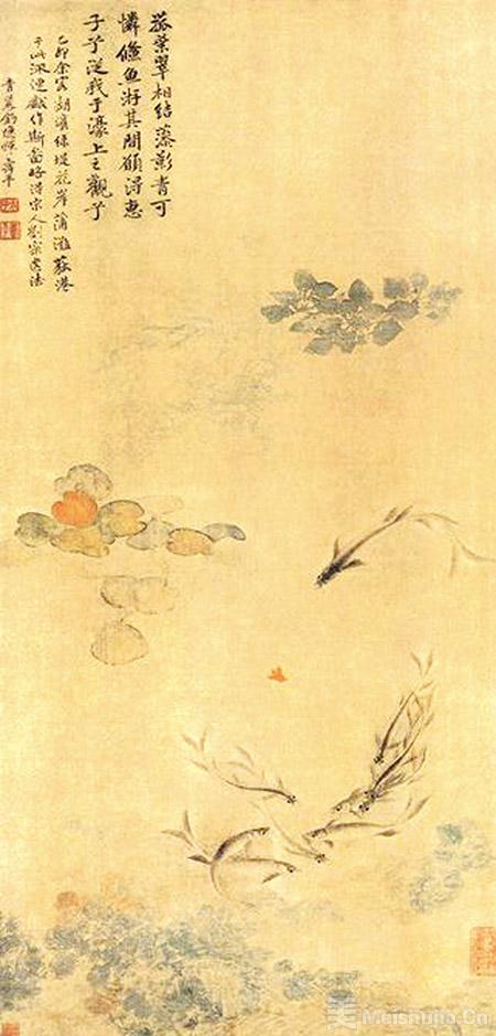 恽寿平《落花游鱼图》